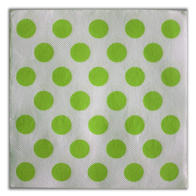 Tovagliolo bianco a pois Verde 33 x 33 cm punta a punta (microincollato)