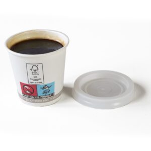 Bicchiere bianco da caffè da 3 oz con relativo coperchio